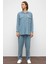 Çıt Çıt Kapamalı Salaş Soft Denim Ikili Takım Mavi 9378-TK 3