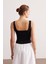 Siyah Dekolteli Crop Bluz 5