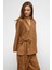 Önü Bağlamalı Süet Görünümlü Kimono Ikili Takım Kamel 9366-TK 4