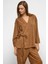 Önü Bağlamalı Süet Görünümlü Kimono Ikili Takım Kamel 9366-TK 5