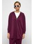 Kapüşonlu Fermuarlı Taş Bezeli Premium Kumaş Sweat Pantolon Takım Bordo 9371-TK 4