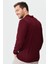 Erkek Polo Yaka Önü Desenli Kazak Bordo 8