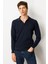 Erkek Polo Yaka Önü Baklavalı Triko Kazak K.lacivert 1