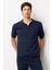 Erkek Polo Yaka %100 Pamuk Kısa Kol Ince Triko Lacivert 1
