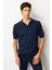 Erkek Polo Yaka %100 Pamuk Kısa Kol Ince Triko Lacivert 2