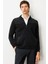 Erkek Hakim Yaka Göğsü ve Cebi Keçe Triko Yün Mont Siyah 1