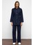 Apolet Detaylı Tunik Pantolon Denim Takım Koyu Mavi 9381-TK 1