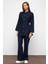 Apolet Detaylı Tunik Pantolon Denim Takım Koyu Mavi 9381-TK 3