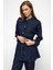 Apolet Detaylı Tunik Pantolon Denim Takım Koyu Mavi 9381-TK 4