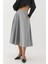 Kadın Fermuarlı Yüksek Bel Midi A-Form Etek Gri 1