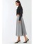Kadın Fermuarlı Yüksek Bel Midi A-Form Etek Gri 2