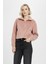 Pembe Kadın Peluş Yarım Fermuarlı Crop Sweatshirt 3056A 1