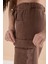 Kahverengi Geniş Paça Beli Bağcıklı Kız Çocuk Kargo Cepli Jean Pantolon 20135 5