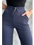 Kadın Yeni Sezon Bol Paça Fitilli Kumaş Bel Lastikli Mevsimlik Pantolon Koyu Lacivert / Xl 2