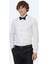 Beyaz Düz Slim Fit Duble Manşet Ata Yaka Smokin Gömlek 6