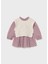 Kız Bebek 2’li Takım (1-4 Yaş) – Çiçek Desenli Pembe Elbise ve Bej Örme Yelek 2