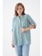 Kadın Hakim Yaka Geniş Kalıp Tesettüre Uygun Çizgili Spor Şık Curve Gömlek 5