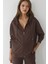 Kadın Modal Touch Fermuarlı Kapşonlu Sweatshirt Brown 1