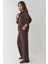 Kadın Modal Touch Fermuarlı Kapşonlu Sweatshirt Brown 3