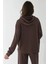 Kadın Modal Touch Fermuarlı Kapşonlu Sweatshirt Brown 4
