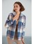 Kadın Çok Renkli Soft Mavi Oduncu Oversize Ceket Gömlek 3