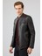 Leonard Erkek Kahverengi Vintage Slim-Fit Deri Ceket 25WGF6582VD 13