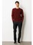 Erkek Sıfır Yaka Önü Baklavalı Triko Kazak Bordo 5