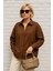 Kahve Oversize Geniş Manşetli Kadın Gömlek 27384 4