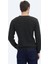 Siyah Bisiklet Yaka Desenli Pamuk Karışımlı Triko Kazak 4