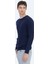 Lacivert Bisiklet Yaka Jakarlı Triko Kazak 4
