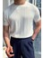 Beyaz Erkek Yuvarlak Yaka Kısa Kollu Tişört %50 Pamuk %50 Akrilik Günlük Kullanım İçin 7