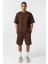 Basic Oversize Şort Takım Kahve 1