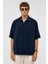 Basic Oversize Kısa Kollu Modal Gömlek Lacivert 2