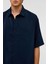 Basic Oversize Kısa Kollu Modal Gömlek Lacivert 4