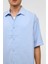 Basic Oversize Kısa Kollu Modal Gömlek Bebe Mavi 4