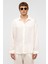 Oversize Uzun Kollu Modal Kumaş Gömlek Beyaz 3