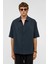 Basic Oversize Kısa Kollu Modal Gömlek Füme 2
