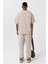 Paça Lastikli Basic Oversize Eşofman Takımı Bej 4