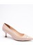 Kadın Deri Topuklu Ayakkabı 5.5 cm Sivri Burunlu Rugan Burun Detaylı Bej Mariel 4