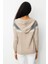 Kadın Kapüşonlu Robası Baklavalı Hırka K.bej 3