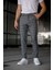 Erkek Slim Fit Gri Ekoseli Kumaş Pantolon %65 Polyester %32 Viskon 32 Beden 2