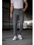 Erkek Slim Fit Gri Ekoseli Kumaş Pantolon %65 Polyester %32 Viskon 32 Beden 4