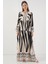 Kadın BDART Düğmeli V-Yaka Çiçek Desenli Maxi Elbise Grey 3