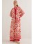 Kadın BDART Desenli V Yaka Maxi Elbise Kırmızı 2