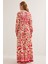 Kadın BDART Desenli V Yaka Maxi Elbise Kırmızı 5