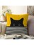 Hidden Paws Yellow Sarı Çizgili Kedi Desenli Dekoratif Kırlent Kılıfı 50X50 cm Polyester Kumaş 1