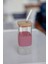 Bambu Kapaklı Kare Cam Pipetli Kupa 400 ml | Pembe 1