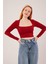 Kare Yaka Basic Bordo Bluz 5
