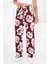 Desenli Beli Lastikli Bürümcük Pantolon Bordo - 27685 1