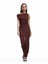 x Melis Ağazat - Kolsuz Slim Fit Drapeli Aksesuarlı Asimetrik Kayık Yaka Uzun Dantel Elbise 3